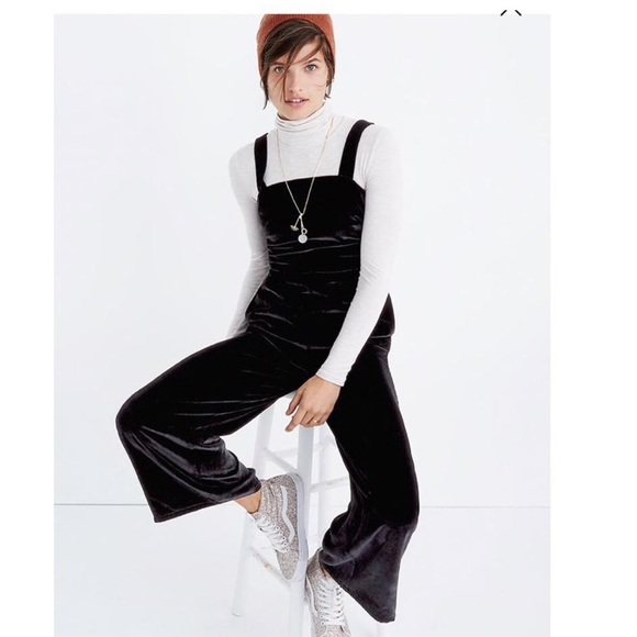 wide leg velvet jumpsuit